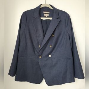 Women Talbots Blue Double-Breasted Blazer Size 16WP